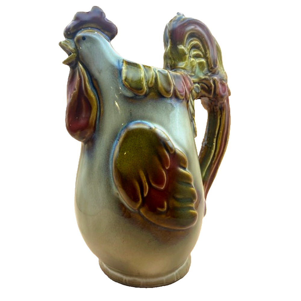 Glazed Rooster Pitcher Art Pottery Home Decor- Pre-owned - Picture 3 of 7